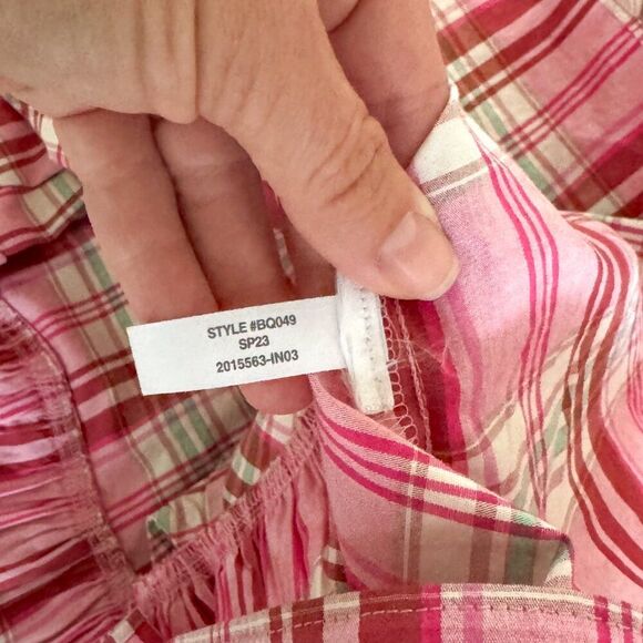 J. Crew Pink Plaid Mini Dress with Ruffle Hem | Size 00 - Picture 8 of 8